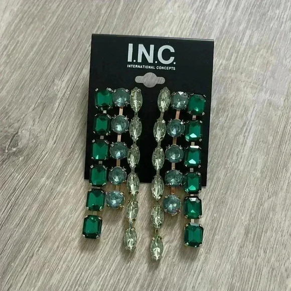 I.N.C Mixed-Metal Crystal Linear Earrings - Picture 1 of 4